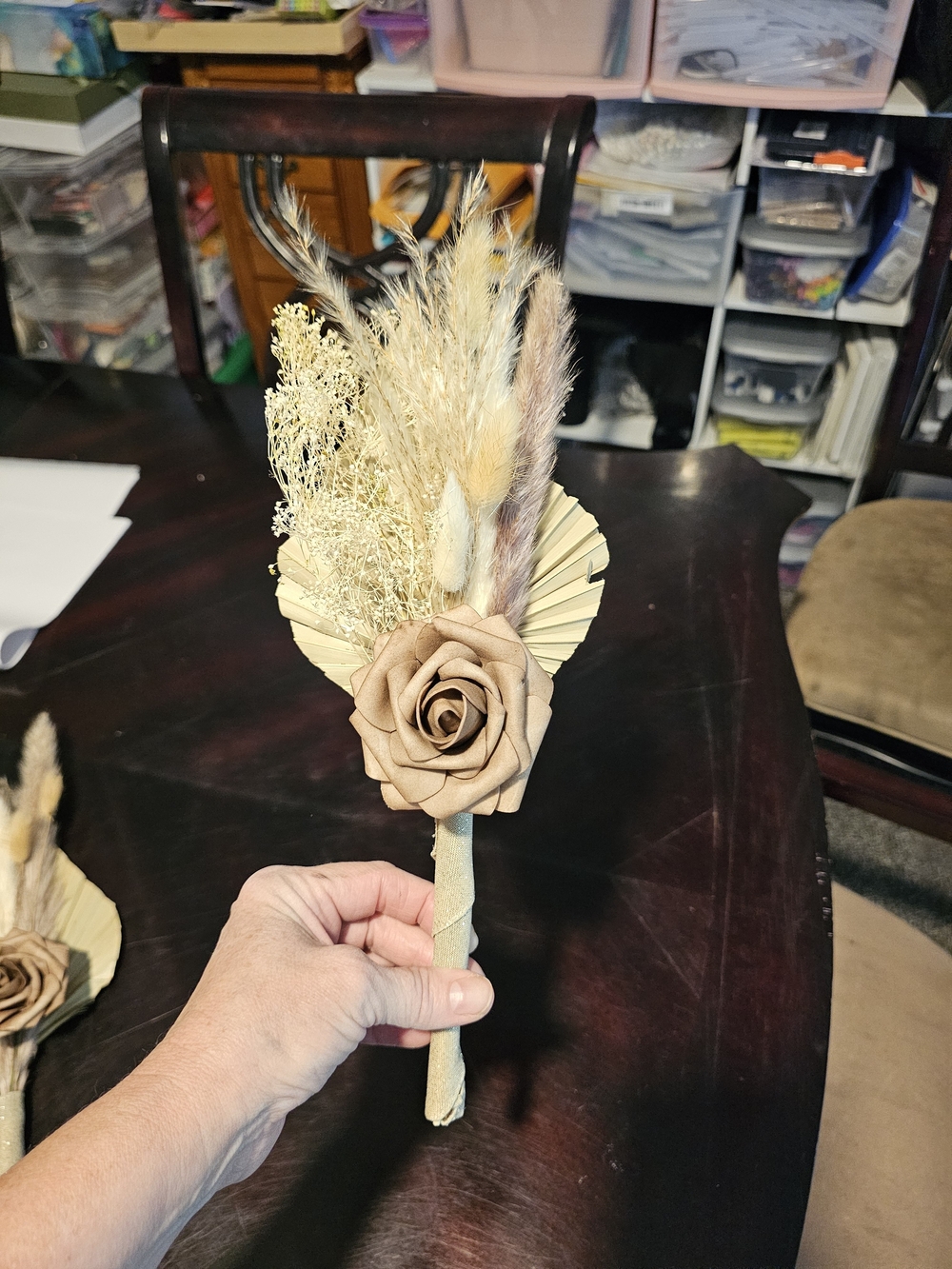 Handmade Cream and Tan Dried Floral Juinor Bridesmaid Bouquet